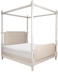 Woodsworth Isabella Solid Wood Poster King Size Bed in Paris White Finish