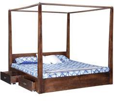 Woodsworth Kentridge Solid Wood Classic King Size Poster Bed With Storage In Provincial Teak Finish