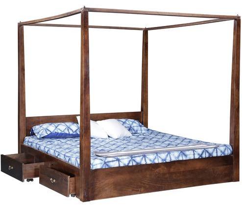 Woodsworth Kentridge Solid Wood Classic King Size Poster Bed with storage in Provincial Teak Finish