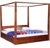 Woodsworth Kentridge Solid Wood King Size Poster Bed In Honey Oak Finish