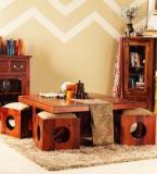 Woodsworth Lynden Sheesham Wood Coffee Table Set In Provincial Teak Finish