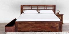 Woodsworth Lynden Slatted King Bed with Storage in Provincial Teak Finish