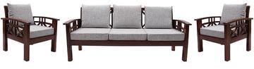 Woodsworth Mariana Teak Wood Sofa Set In Fresh Walnut Finish