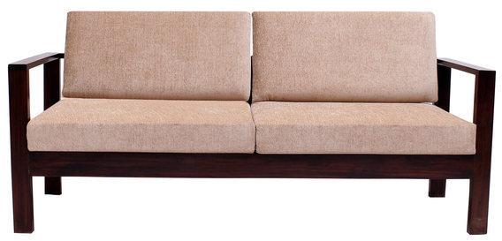 Woodsworth Mariana Teak Wood Three Seater Sofa In Fresh Walnut Finish