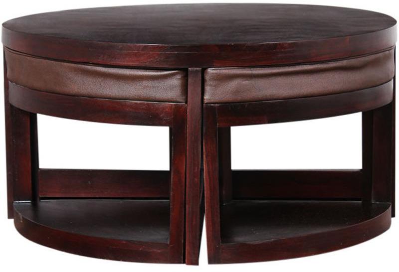 Woodsworth Medellin Coffee Table with Four Stools in Passion Mahogany