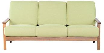 Woodsworth Melesio Green Three Seater Sofa In Light Walnut Finish