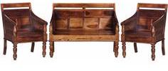 Woodsworth Mexico Sofa Set In Provincial Teak Finish