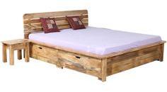 Woodsworth Mexico Storage King Sized Bed With Two Bedside Table In Natural Sheesham Finish