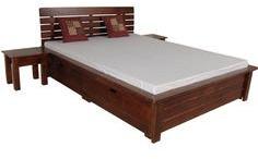 Woodsworth Mexico Storage King Sized Bed With Two Bedside Table In Provincial Teak Finish