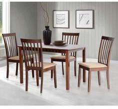 Woodsworth Milia Four Seater Dining Set In Dark Brown Colour