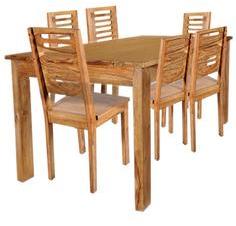 Woodsworth Minto Solid Wood Dining Table Set In Natural Sheesham Finish