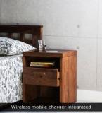 Woodsworth Nexo Knight Wireless Charging Bed Side Table With Drawer In Premium Acacia Finish