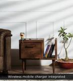 Woodsworth Nexo Knight Wireless Charging End Table With Right Book Shelf In Premium Acacia Finish