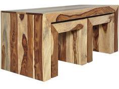 Woodsworth Olney Coffee Table Set In Natural Sheesham Finish