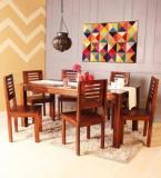 Woodsworth Oregon Solid Wood Six Seater Dining Set In Provincial Teak Finish