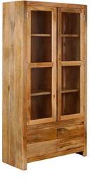 Woodsworth Queretaro Solid Wood Book Case Cum Hutch Cabinet In Natural Mango Wood Finish