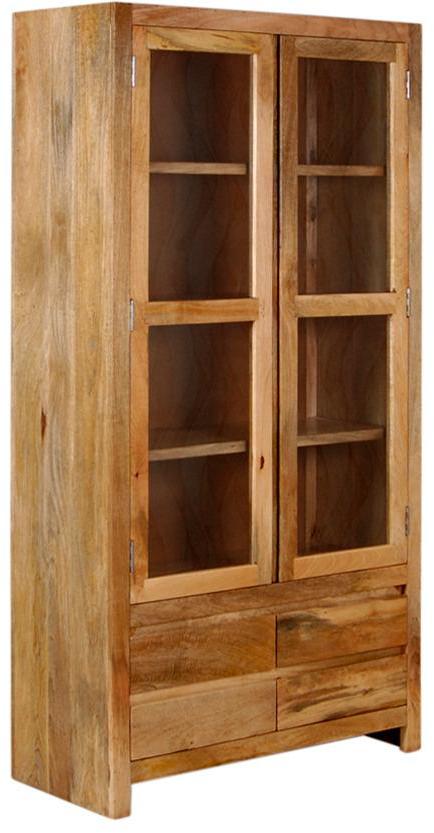 Woodsworth Queretaro Solid Wood Book Case cum Hutch Cabinet in Natural Mango Wood Finish