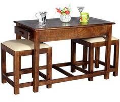 Woodsworth Quito Coffee Table With Two Stools In Colonial Maple Finish