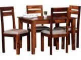 Woodsworth Quito Solid Wood Four Seater Dining Set In Honey Oak Finish