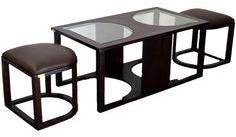 Woodsworth Rio Coffee Table With Two Stools In Espresso Walnut Finish