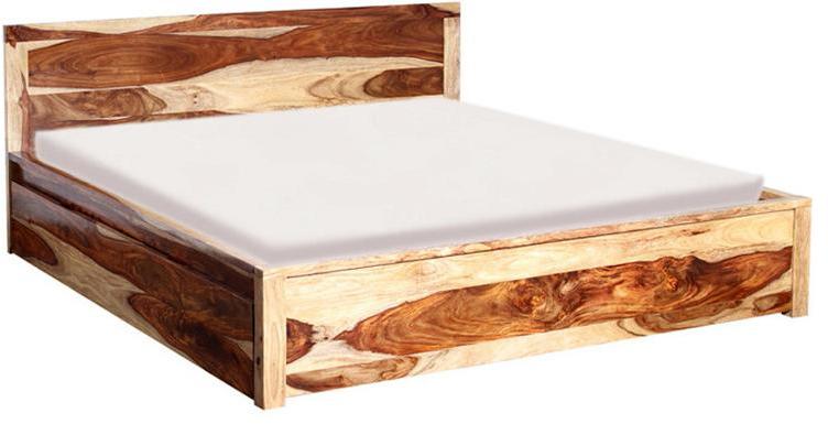 Woodsworth Robinson Solid Wood King Size Bed with storage in Natural Sheesham Finish