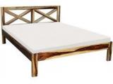 Woodsworth Saffron Criss Cross Queen Size Bed In Natural Sheesham Finish