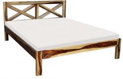 Woodsworth Saffron Criss Cross Queen Size Bed in Natural Sheesham Finish