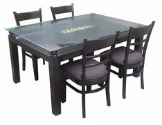 Woodsworth Saffron Glass Top 6 Seater Dining Table Set