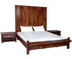 Woodsworth Salvador King Size Bed With Two Bed Side Tables In Provincial Teak Finish