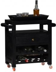 Woodsworth Salvador Solid Wood Bar Trolley in Espresso Walnut Finish