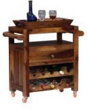 Woodsworth Salvador Solid Wood Bar Trolley In Provincial Teak Finish