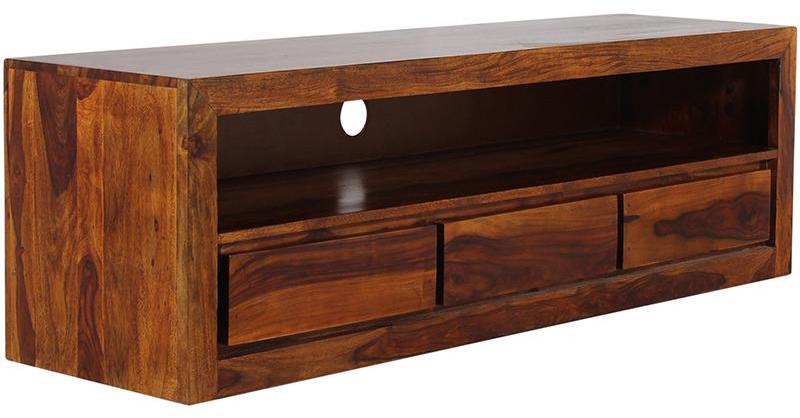 Woodsworth Salvador Three Drawered Entertainment Unit with Shelf in Provincial Teak finish