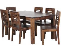 Woodsworth San Juan Solid Wood Six Seater Dining Set in Provincial Teak Finish