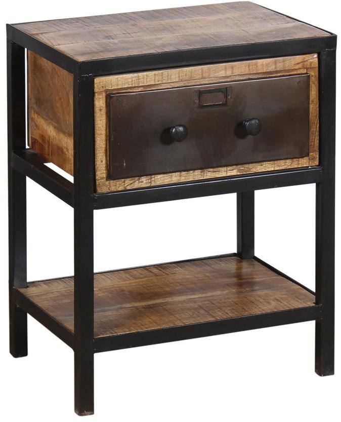 Woodsworth San Luis Bedside Table in Iron & Mango Wood Finish