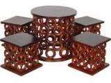 Woodsworth San Luis Round Coffee Table Set In Dual Tone Finish