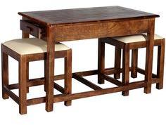 Woodsworth San Marino Coffee Table With Two Stools In Colonial Maple Finish