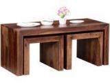 Woodsworth Santiago Solid Wood Coffee Table Set In Provincial Teak Finish