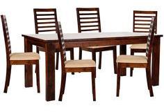 Woodsworth Sao Paulo Six Seater Dining Table Set In Provincial Teak Finish