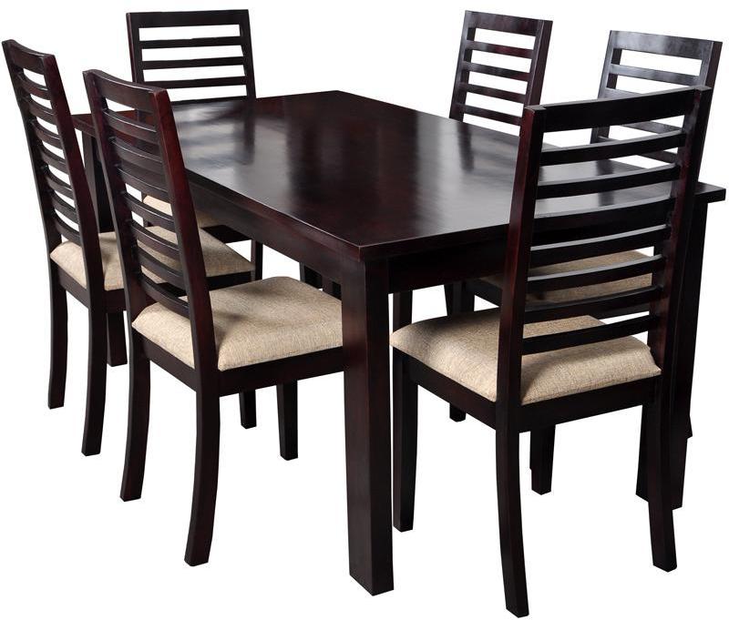 Woodsworth Sao Paulo Solid Wood Six Seater Dining Table Set in Passion Mahogany Finish