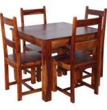 Woodsworth Sheesham Solid Wood Four Seater Dining Set In Colonial Maple Finish