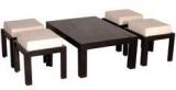 Woodsworth Stockholm Compact Solid Wood Coffee Table With 4 Stools In Espresso Walnut