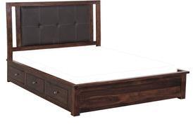 Woodsworth Tijuana Solid Wood Queen Size Bed With Storage In Provincial Teak Finish