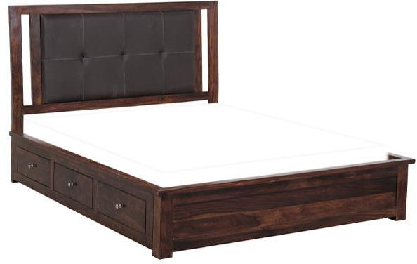 Woodsworth Tijuana Solid Wood Queen Sized Bed with storage in Provincial Teak Finish