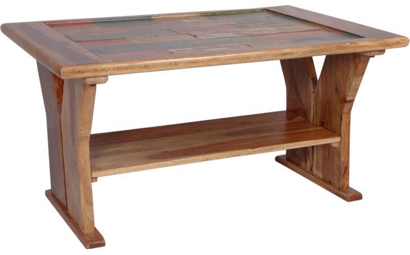 Woodsworth Treleaven Glass Top Coffee Table in Natural Sheesham Finish