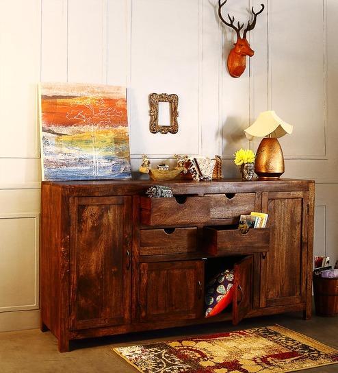 Woodsworth Tulsa Multi Storage Solid Wood Sideboard in Provincial Teak Finish