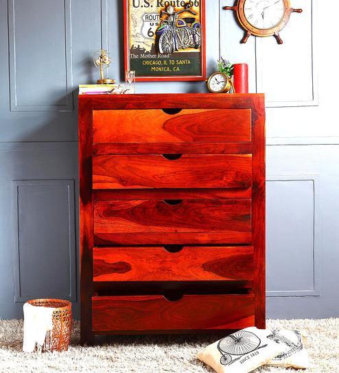 Woodsworth Tulsa Solid Wood Chest of Drawers in Honey Oak Finish