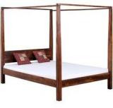 Woodsworth Valencia Solid Wood Poster Queen Size Bed In Honey Oak Finish