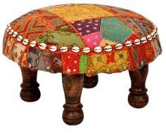 Woodsworth Vipra Stool With Traditional Patchwork