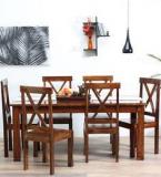 Woodsworth Volga Six Seater Dining Set In Provincial Teak Finish