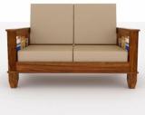 Wopno Furniture Pure Sheesham Wooden 2 Seater Sofa Set With Bookes Holder For Living Room Fabric 2 Seater Sofa